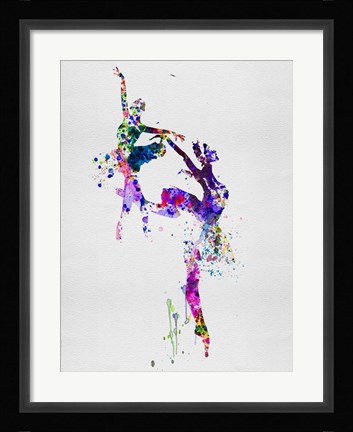 Framed Two Ballerinas Dance Watercolor Print