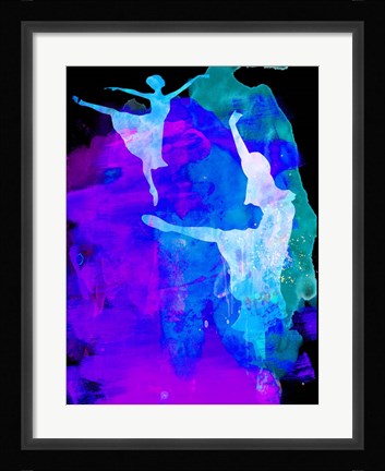 Framed Two Ballerinas Watercolor 3 Print