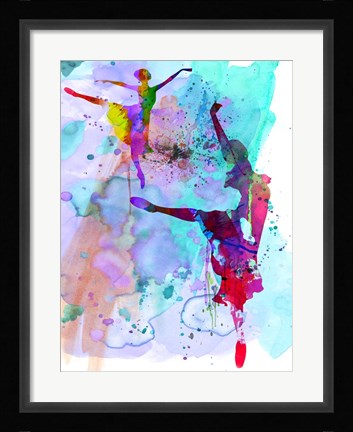 Framed Two Ballerinas Watercolor 4 Print