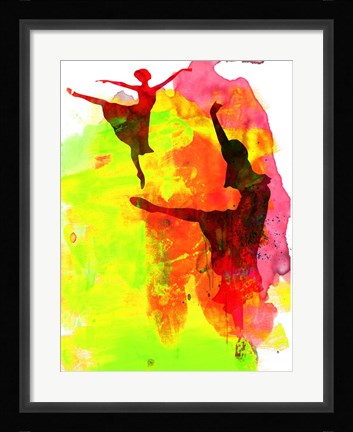 Framed Two Red Ballerinas Watercolor Print