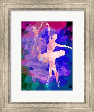 Framed Two Dancing Ballerinas Watercolor 1 Print