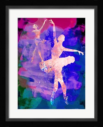 Framed Two Dancing Ballerinas Watercolor 1 Print