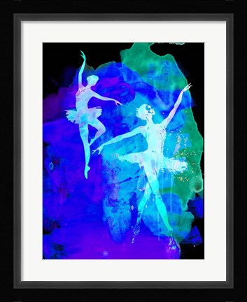 Framed Two White Dancing Ballerinas Print