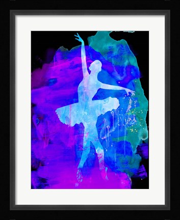 Framed White Ballerina Watercolor 1 Print