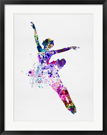 Framed Flying Ballerina Watercolor 1 Print