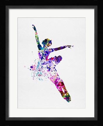 Framed Flying Ballerina Watercolor 1 Print