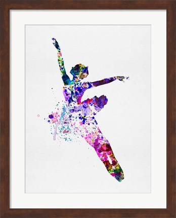 Framed Flying Ballerina Watercolor 1 Print