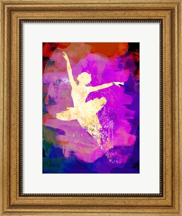 Framed Flying Ballerina Watercolor 2 Print