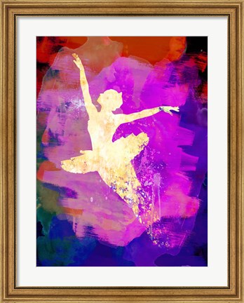Framed Flying Ballerina Watercolor 2 Print
