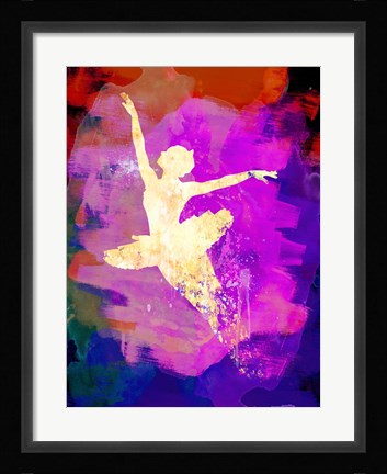 Framed Flying Ballerina Watercolor 2 Print