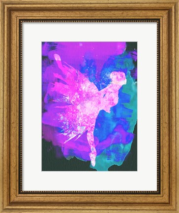Framed Ballerina on Stage Watercolor 1 Print
