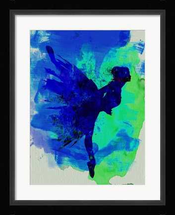 Framed Ballerina on Stage Watercolor 2 Print