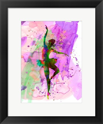Framed Ballerina Dancing Watercolor 1 Print