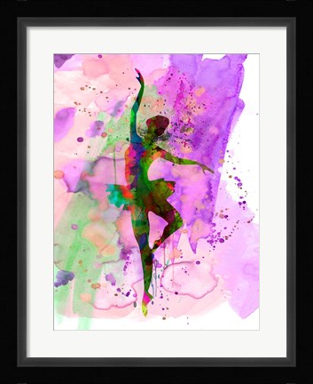 Framed Ballerina Dancing Watercolor 1 Print