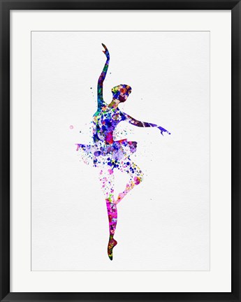 Framed Ballerina Dancing Watercolor 2 Print