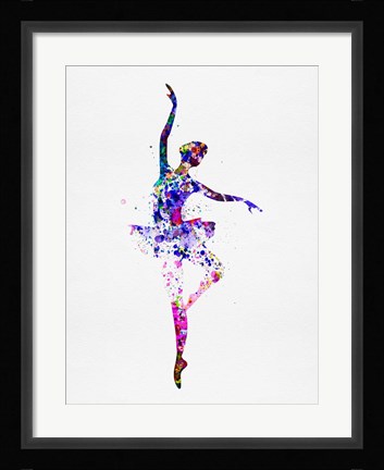 Framed Ballerina Dancing Watercolor 2 Print