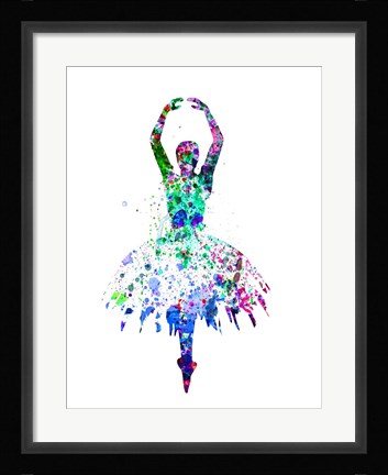 Framed Ballerina Dancing Watercolor 4 Print