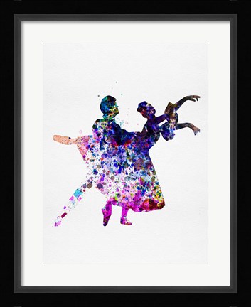 Framed Ballet Dancers Watercolor 1 Print