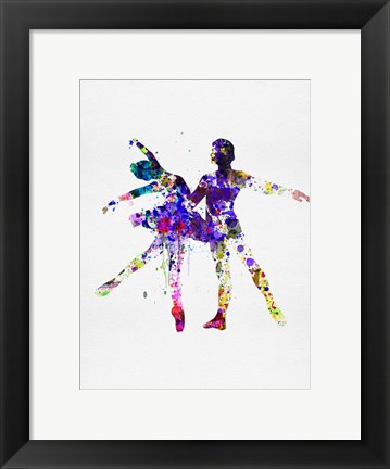 Framed Ballet Dancers Watercolor 2 Print
