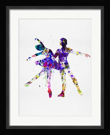 Framed Ballet Dancers Watercolor 2 Print