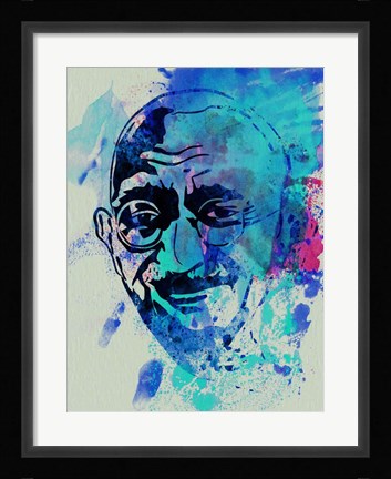 Framed Gandhi Watercolor 1 Print