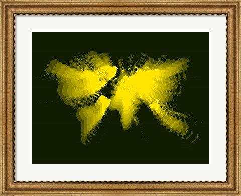 Framed Yellow Radiant World Map Print