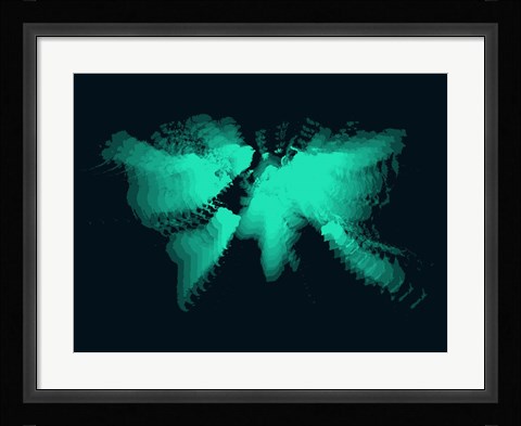 Framed Light Blue Radiant World Map Print