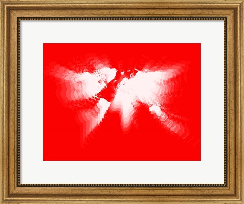 Framed Red and White Radiant World Map Print