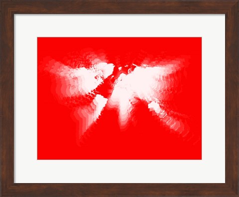 Framed Red and White Radiant World Map Print