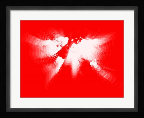 Framed Red and White Radiant World Map Print