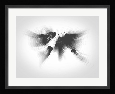 Framed Black Radiant World Map Print