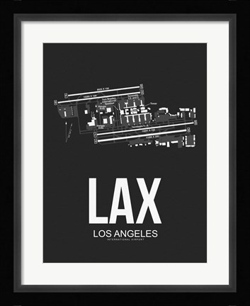 Framed LAX Los Angeles Airport Black Print