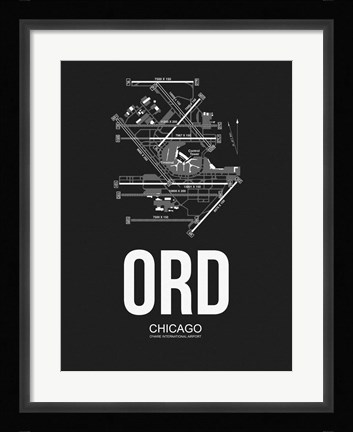 Framed ORD Chicago Airport Black Print