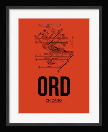 Framed ORD Chicago Airport Orange Print