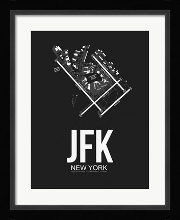 Framed JFK New York Airport Black Print