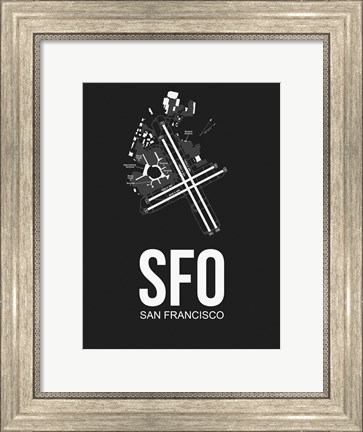 Framed SFO San Francisco Airport Black Print