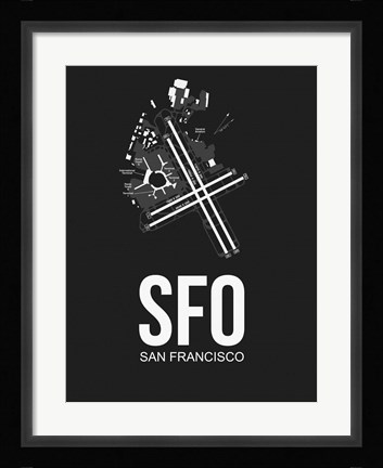 Framed SFO San Francisco Airport Black Print