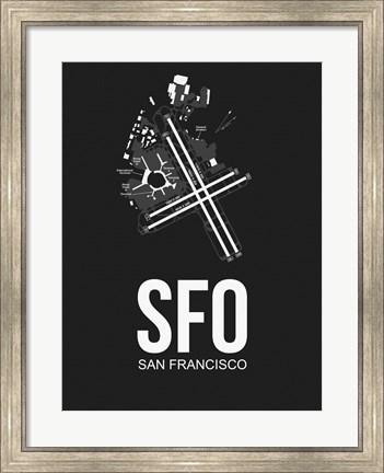 Framed SFO San Francisco Airport Black Print