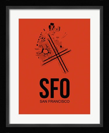 Framed SFO San Francisco Airport Orange Print