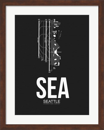 Framed SEA Seattle Airport Black Print