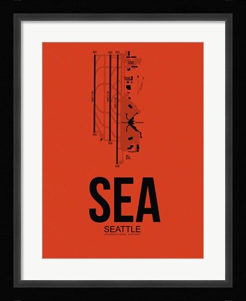 Framed SEA Seattle Airport Orange Print