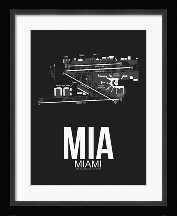 Framed MIA Miami Airport Black Print