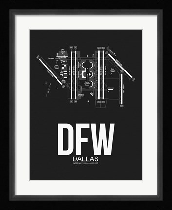 Framed DFW Dallas Airport Black Print