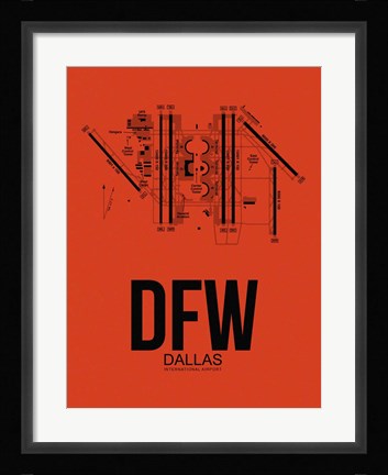 Framed DFW Dallas Airport Orange Print