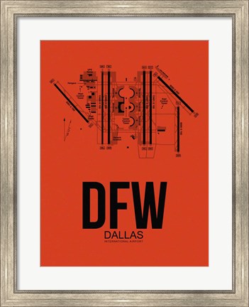 Framed DFW Dallas Airport Orange Print