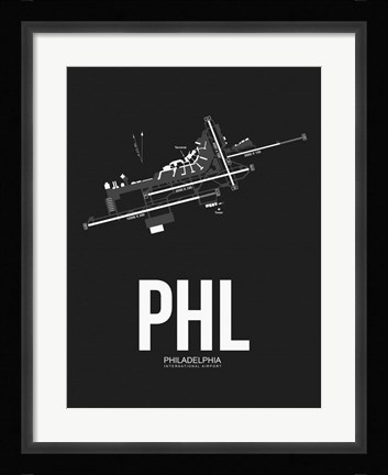 Framed PHL Philadelphia Airport Black Print