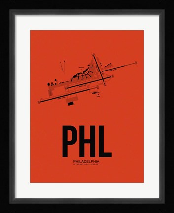 Framed PHL Philadelphia Airport Orange Print