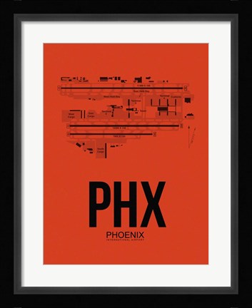 Framed PHX Phoenix Airport Orange Print