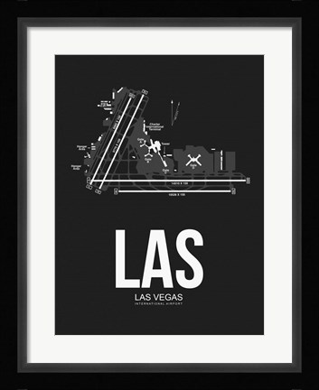Framed LAS Las Vegas Airport Black Print
