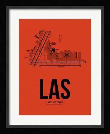 Framed LAS Las Vegas Airport Orange Print